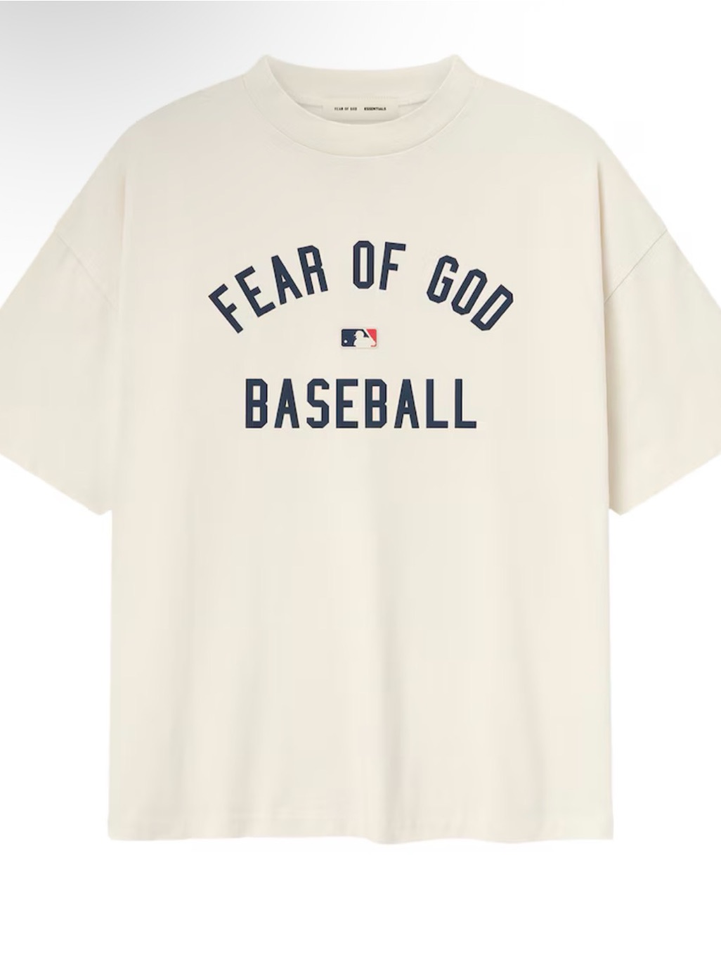 Fear Of God Cream Baseball Tee With Navy Logo